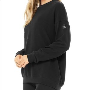 ALO Yoga Micro Waffle Relaxation Pullover Black